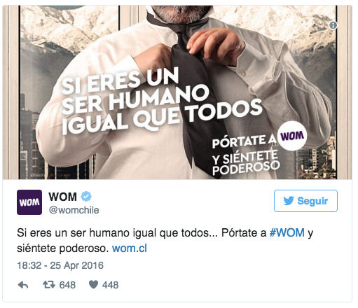 Campaña de Wom haciendo alusión a video de Andrónico Luksic