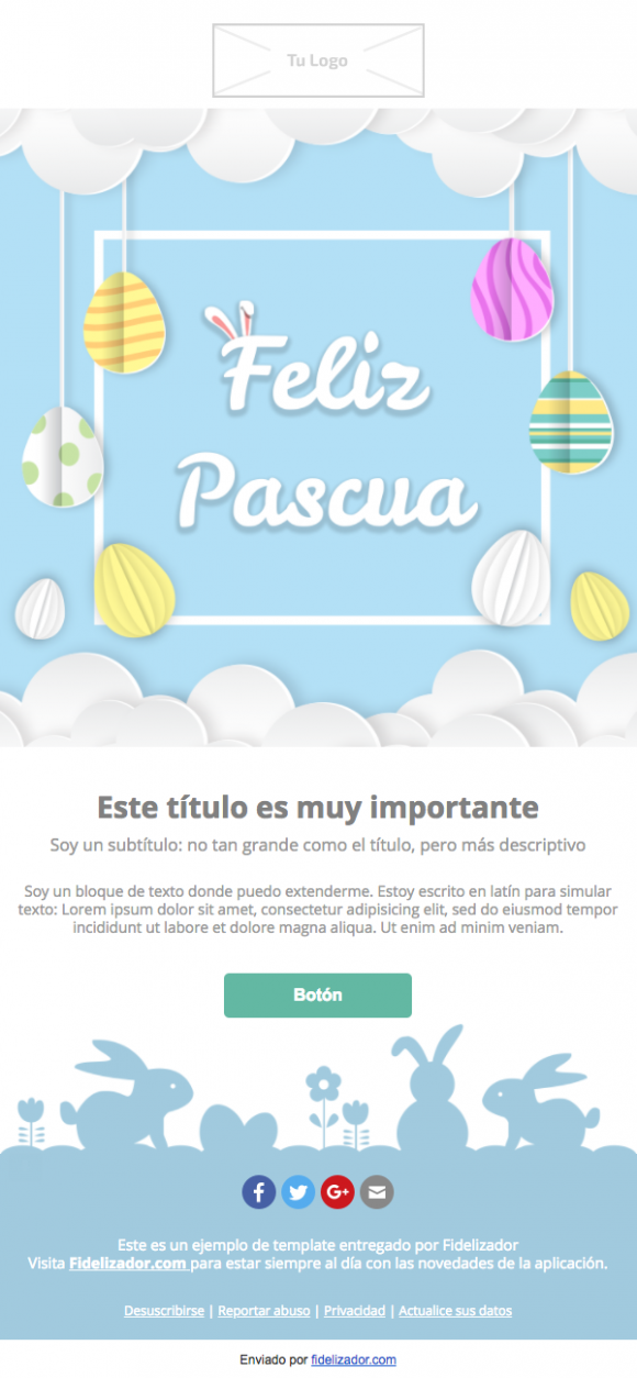 Plantilla Email Marketing Conejo Pascua